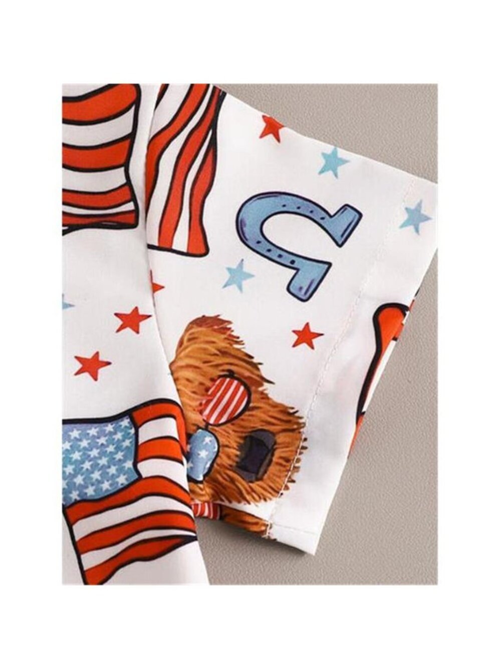 Children's American Flag Print Bow Tie Shirt & Shorts Set - Picture 9 of 12